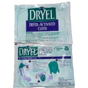 NEW 2 DRYEL Original Formula 1998 Dryer Activated Cloth Set vintage Dry Cleaning